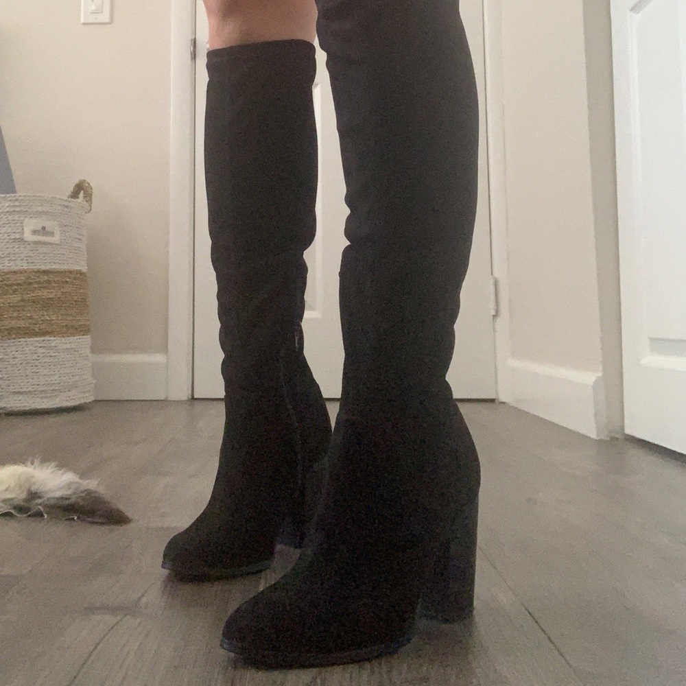 Black knee high boots